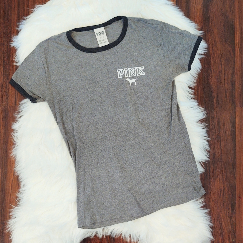 PINK Victoria's Secret Gray Short Sleeve T-shirt